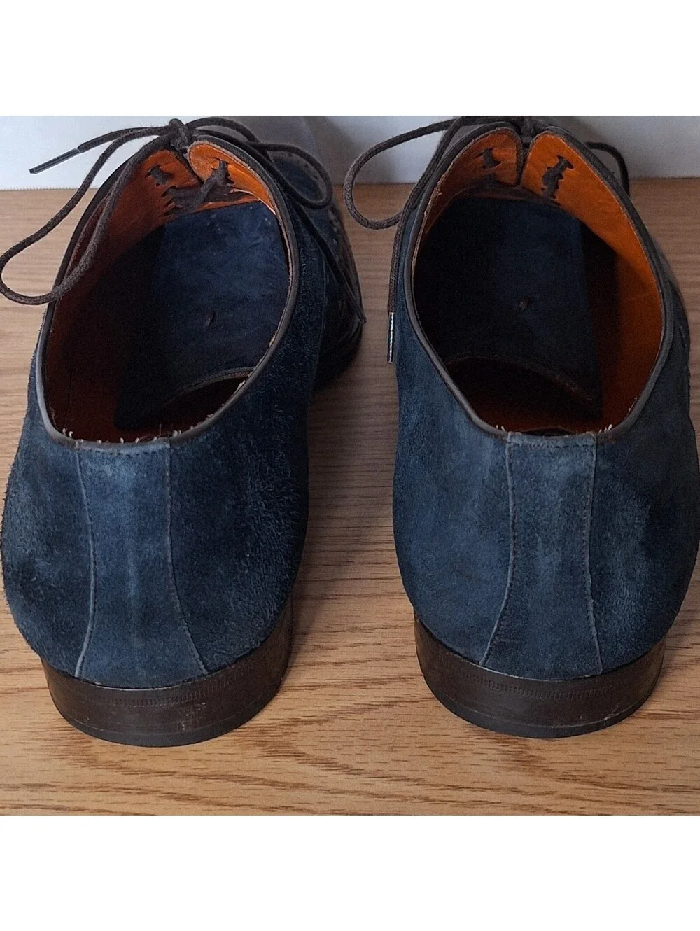 MEZLAN Men's 10.5 M Blue Suede Brown Leather Wingtip Oxford Dress Shoes Spain